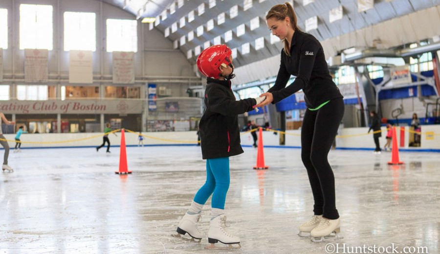 Instructor and skating student